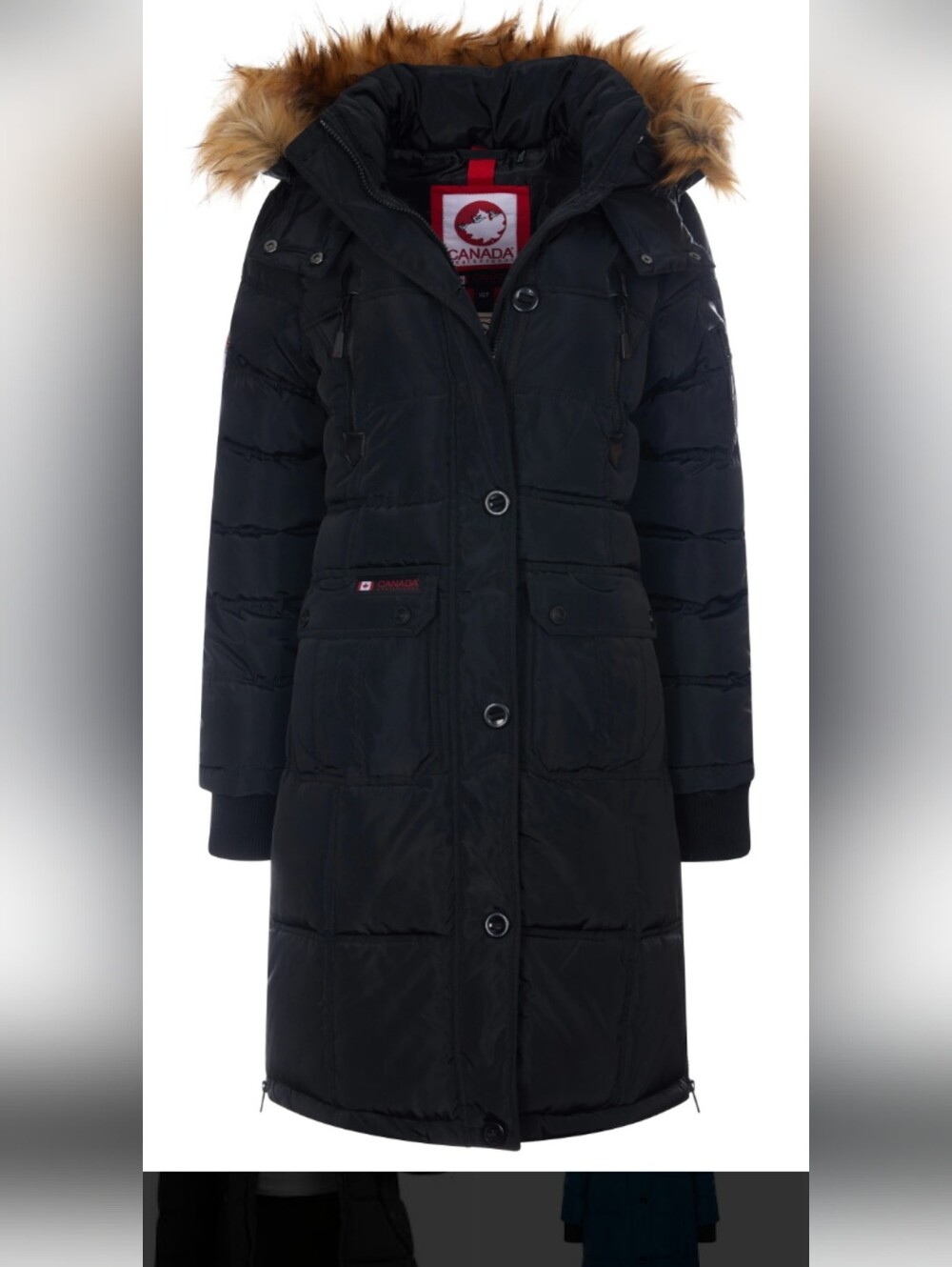 Canada Weather Gear Black Long Puffer Coat with Removable Faux Fur Hood Trim 1X